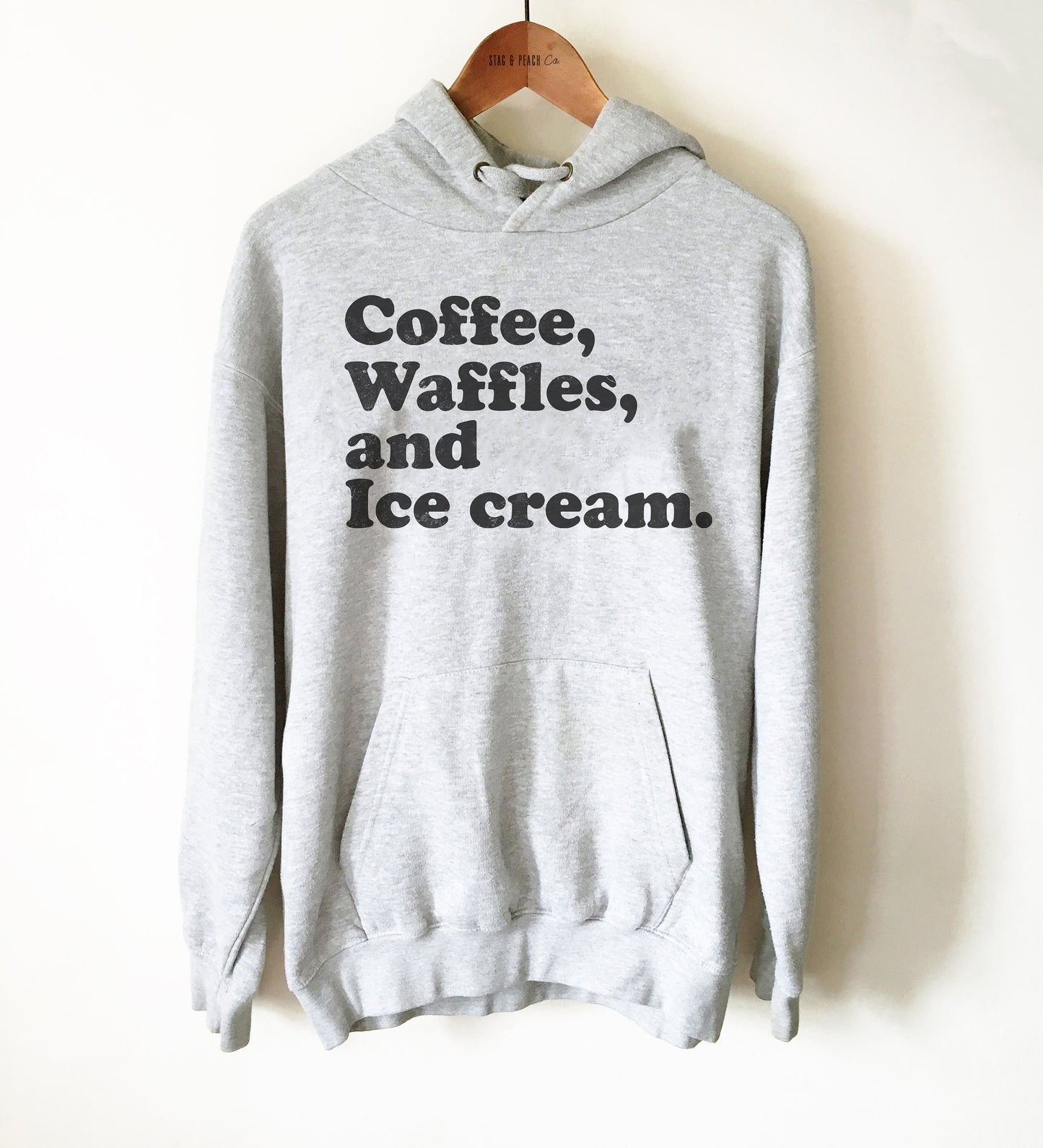 Coffee, Waffles and Ice cream Unisex Hoodie -Belgian Waffle Shirt, Breakfast Shirt, Ice Cream Theme Party Shirt, Coffee Lover Gift, Food Tee