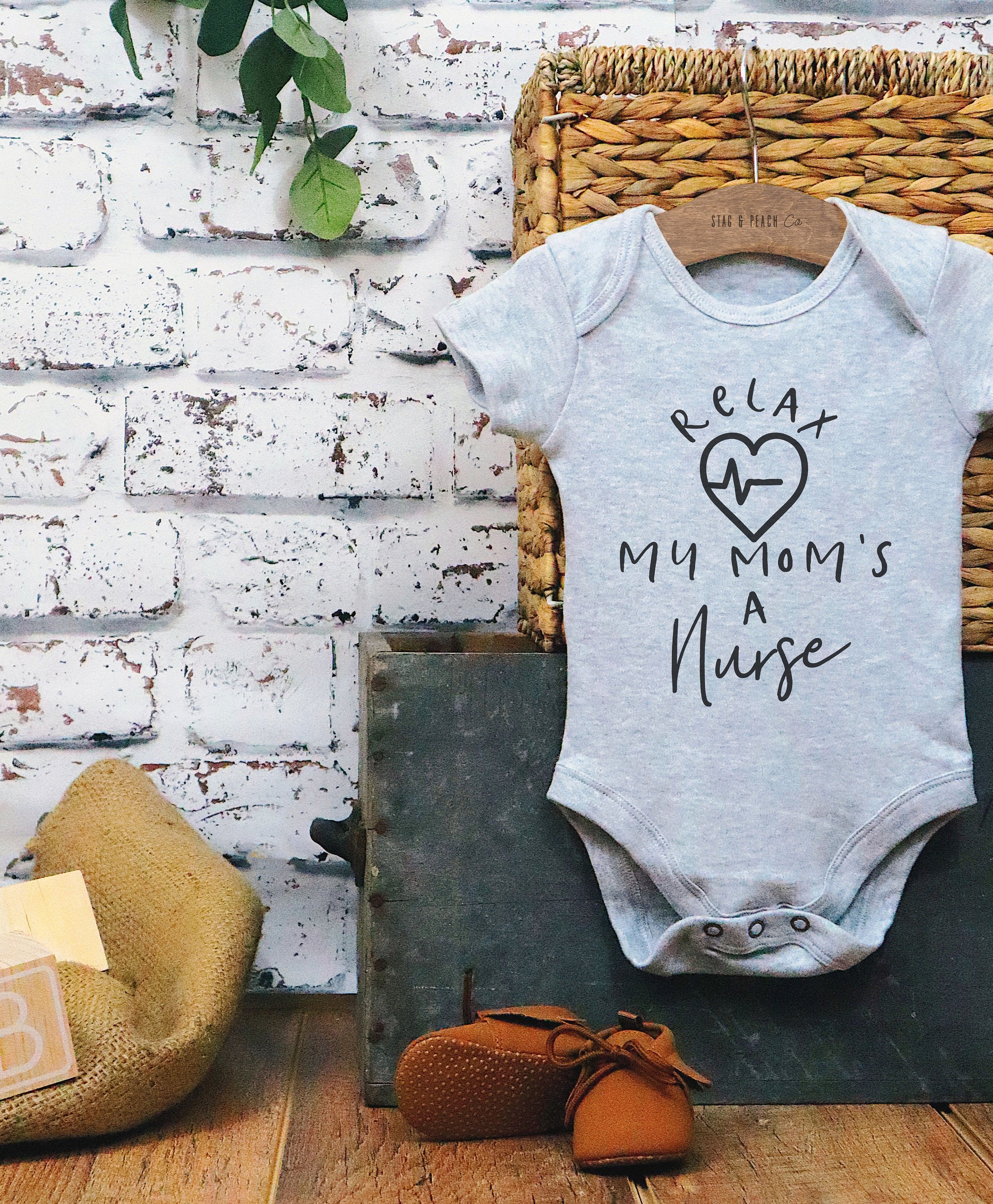 Relax My Mom’s A Nurse Baby Bodysuit - Stag & Peach Co