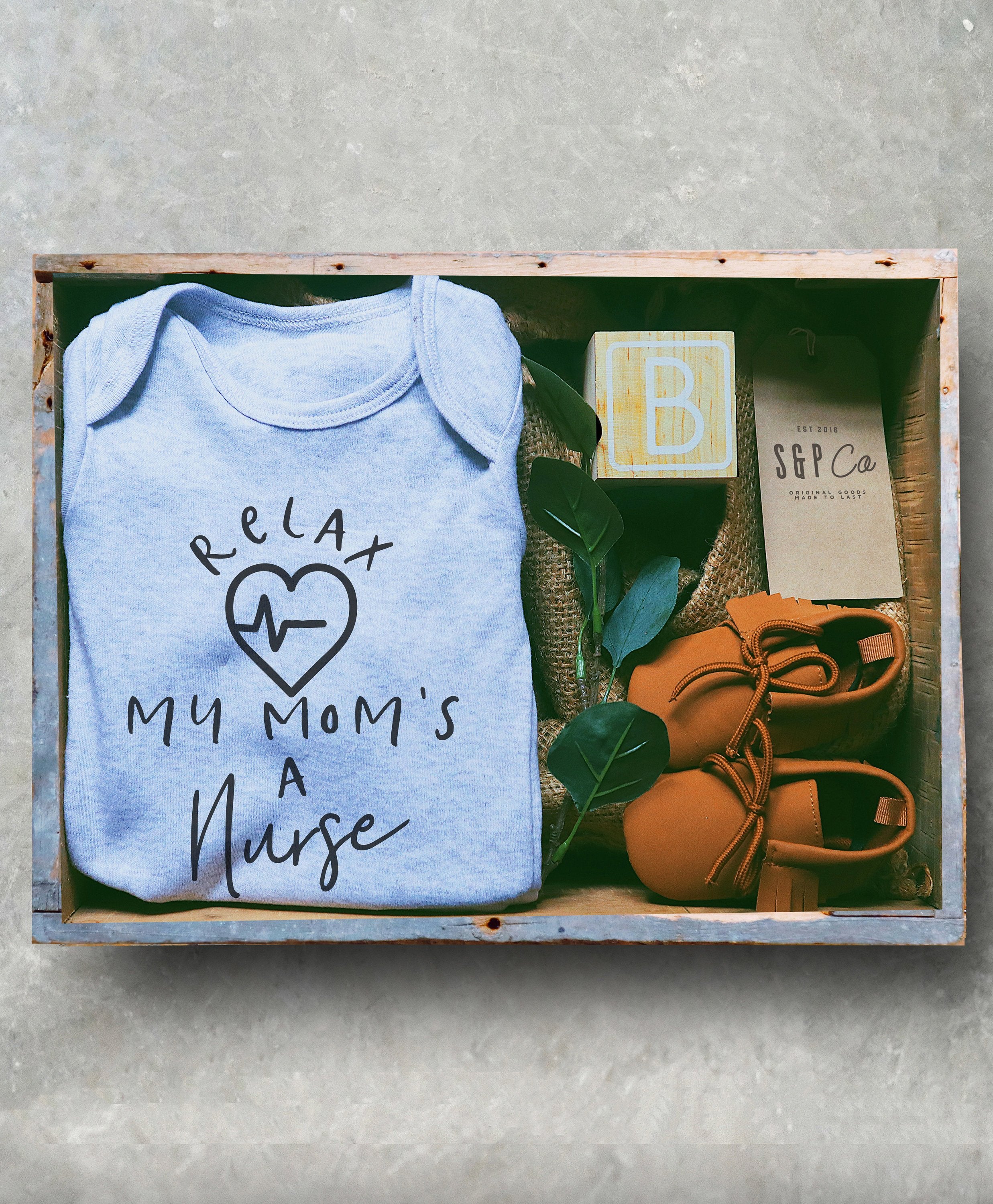 Relax My Mom’s A Nurse Baby Bodysuit - Stag & Peach Co