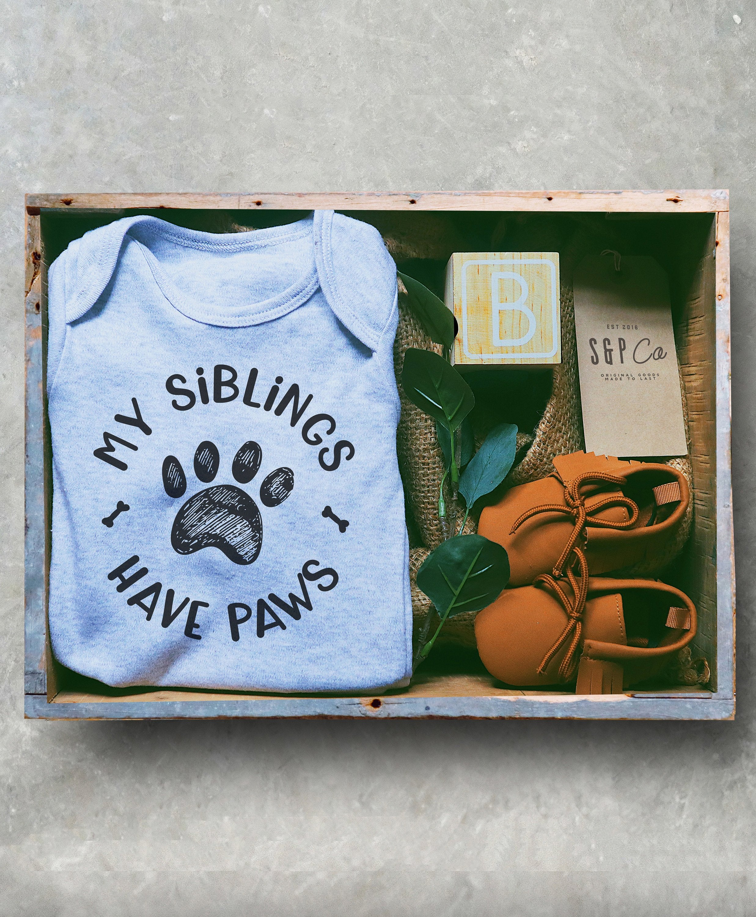 My Siblings Have Paws Baby Bodysuit - Stag & Peach Co