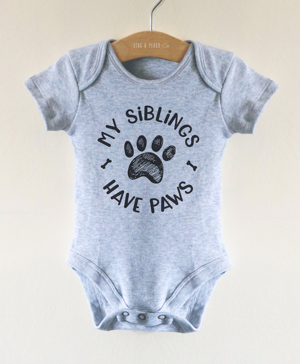 My Siblings Have Paws Baby Bodysuit - Stag & Peach Co