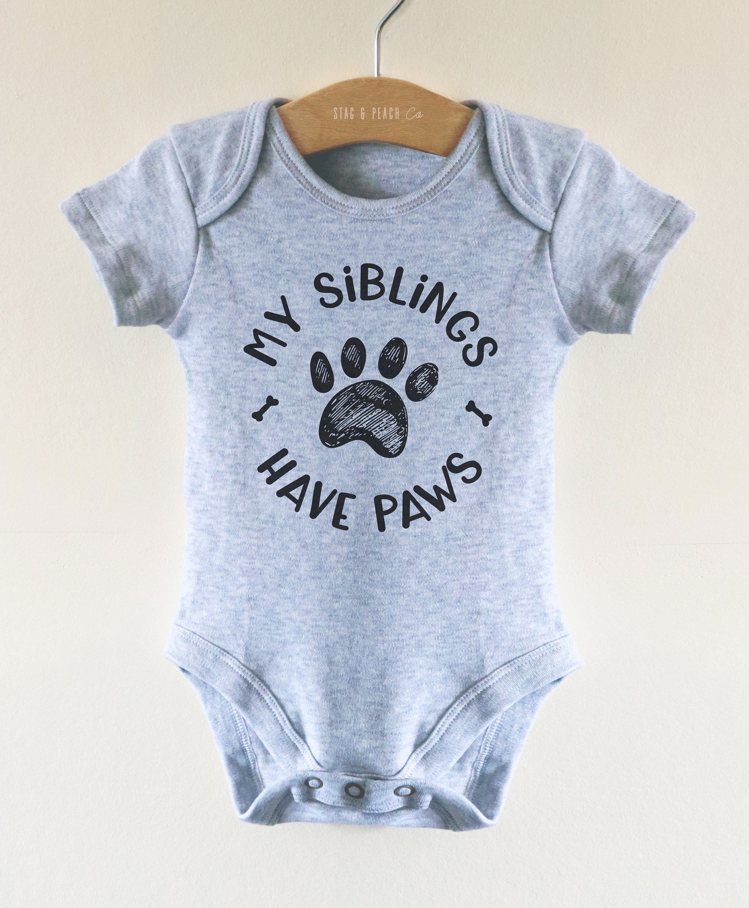 My Siblings Have Paws Baby Bodysuit - Stag & Peach Co