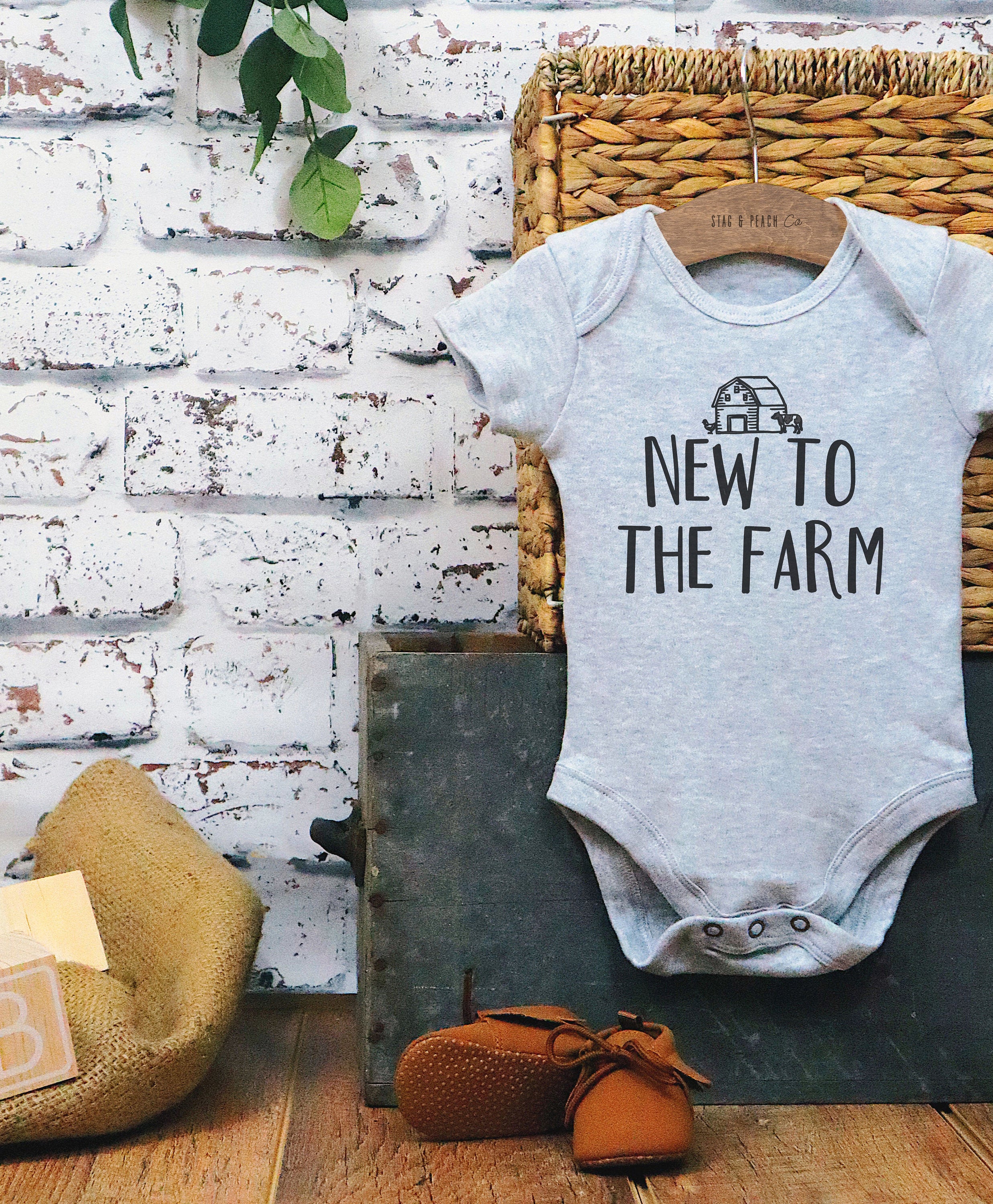 New To The Farm Baby Bodysuit - Stag & Peach Co