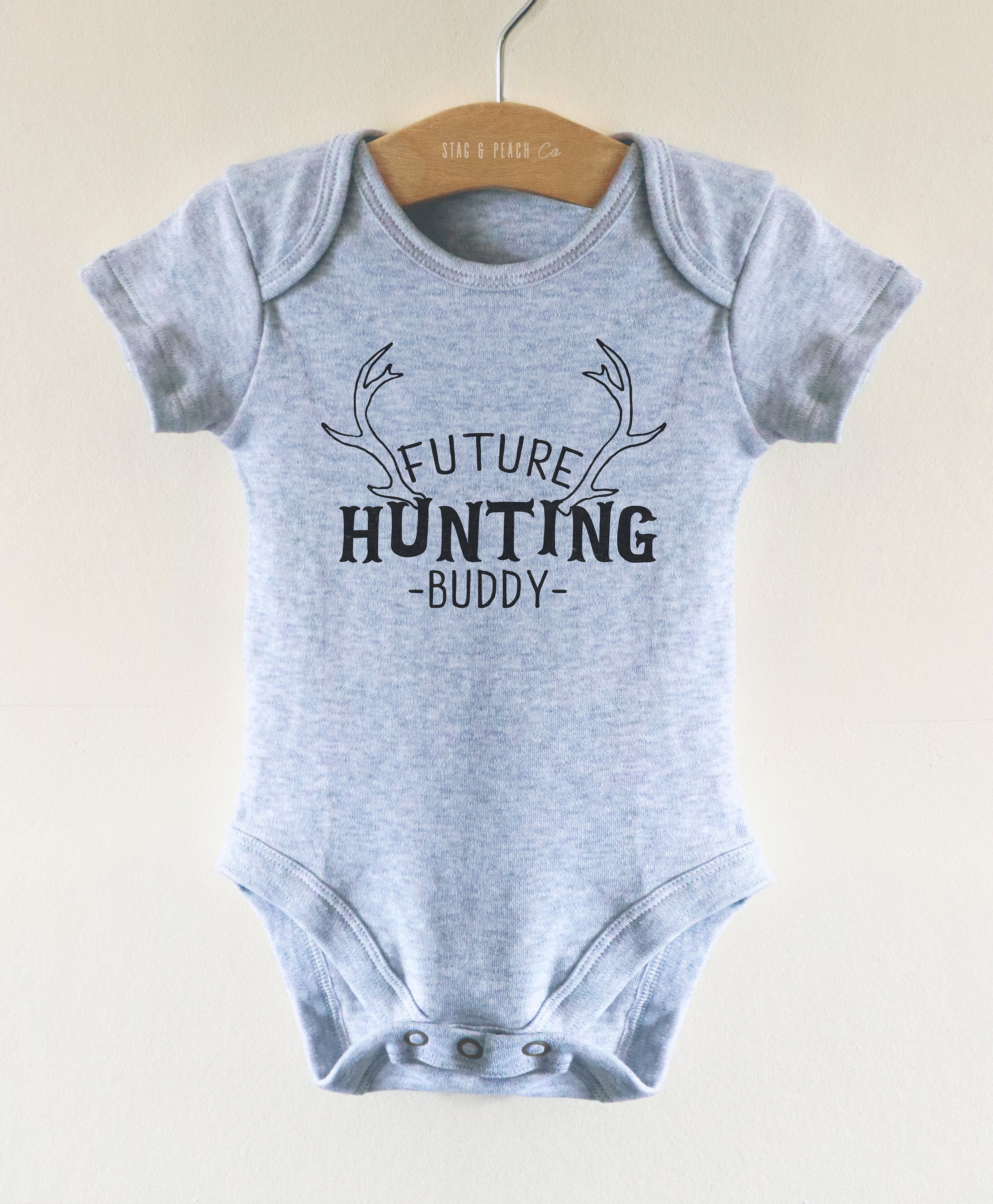 Future Hunting Buddy Baby Bodysuit - Stag & Peach Co