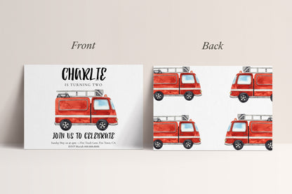Editable Fire Truck Birthday Invite - Fire Truck Birthday Invitation, Firefighter Invitation, Fire Truck Party, Fire Truck Birthday Theme