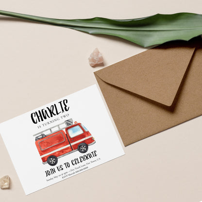 Editable Fire Truck Birthday Invite - Fire Truck Birthday Invitation, Firefighter Invitation, Fire Truck Party, Fire Truck Birthday Theme