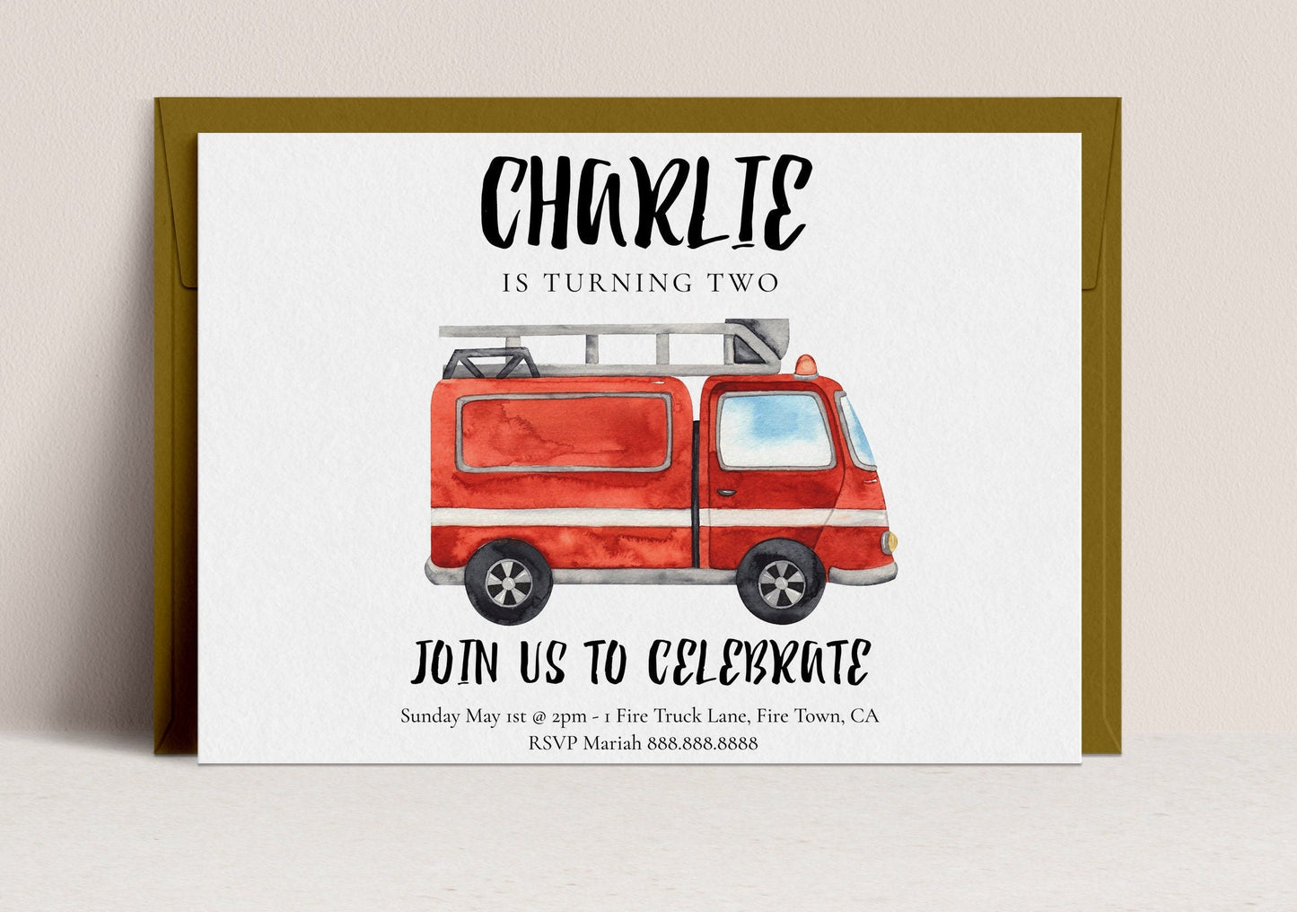 Editable Fire Truck Birthday Invite - Fire Truck Birthday Invitation, Firefighter Invitation, Fire Truck Party, Fire Truck Birthday Theme