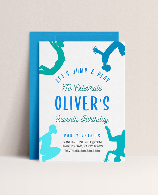 Editable Jump Birthday Invitation - Jump Party Invitation Boy, Jump Invite Boy, Bounce Birthday Template, Jump Invite, Instant Download