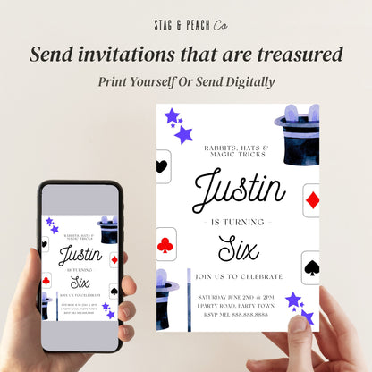 Editable Magic Birthday Party Invitation -Magic Birthday Invite, Magical Party Invitation, Magician Birthday Invitation, Instant Download