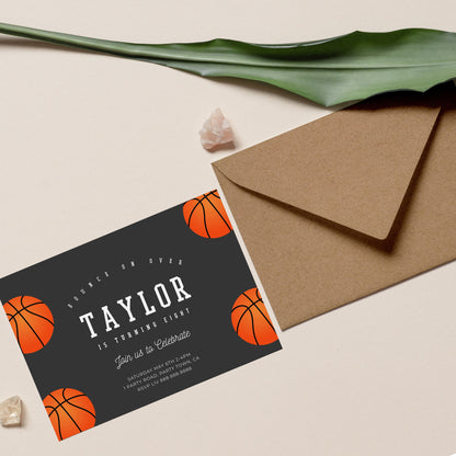 Editable Basketball Birthday Invitation-Basketball Invitation, Basketball Party Invitation, Basketball Themed Party Invite, Instant Download