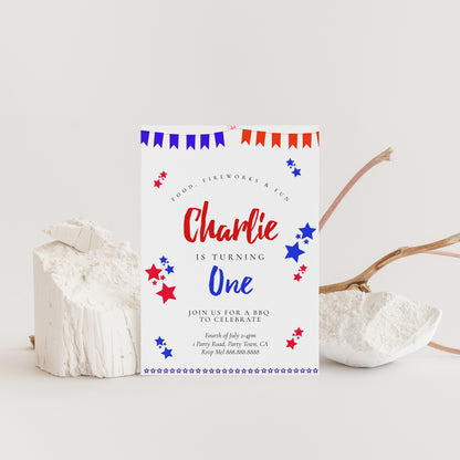 4th of July Birthday Invitation - 4th of July Invitation Birthday, Fourth of July Birthday Party, July 4th Invite Digital, Instant Download