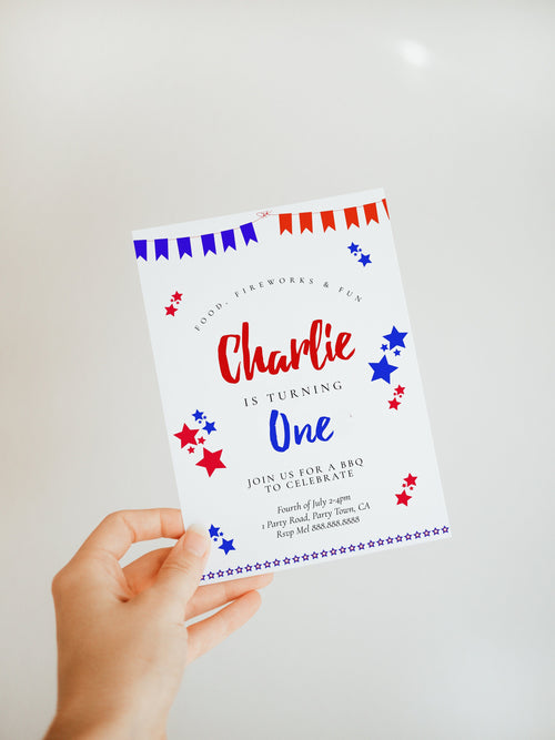 4th of July Birthday Invitation - 4th of July Invitation Birthday, Fourth of July Birthday Party, July 4th Invite Digital, Instant Download