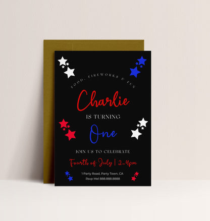 4th of July Invitation Birthday - 4th of July Birthday Invitation, Fourth of July Birthday Party, July 4th Invite Digital, Instant Download