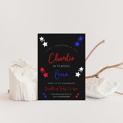 4th of July Invitation Birthday - 4th of July Birthday Invitation, Fourth of July Birthday Party, July 4th Invite Digital, Instant Download