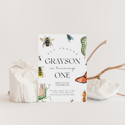 Editable Bug Birthday Invitation - Insect Birthday Invite Template, Outdoor Birthday Party, Bug Birthday Invite Boy, 5x7" Instant Download
