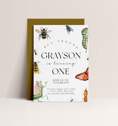 Editable Bug Birthday Invitation - Insect Birthday Invite Template, Outdoor Birthday Party, Bug Birthday Invite Boy, 5x7" Instant Download