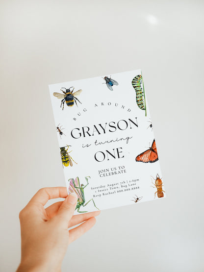 Editable Bug Birthday Invitation - Insect Birthday Invite Template, Outdoor Birthday Party, Bug Birthday Invite Boy, 5x7" Instant Download