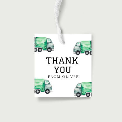 Garbage Truck Party Favor Tags - Editable Garbage Truck Birthday Decorations, Garbage Truck Thank You, Transport Party, Instant Download