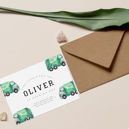 Garbage Truck Party Favor Tags - Editable Garbage Truck Birthday Decorations, Garbage Truck Thank You, Transport Party, Instant Download