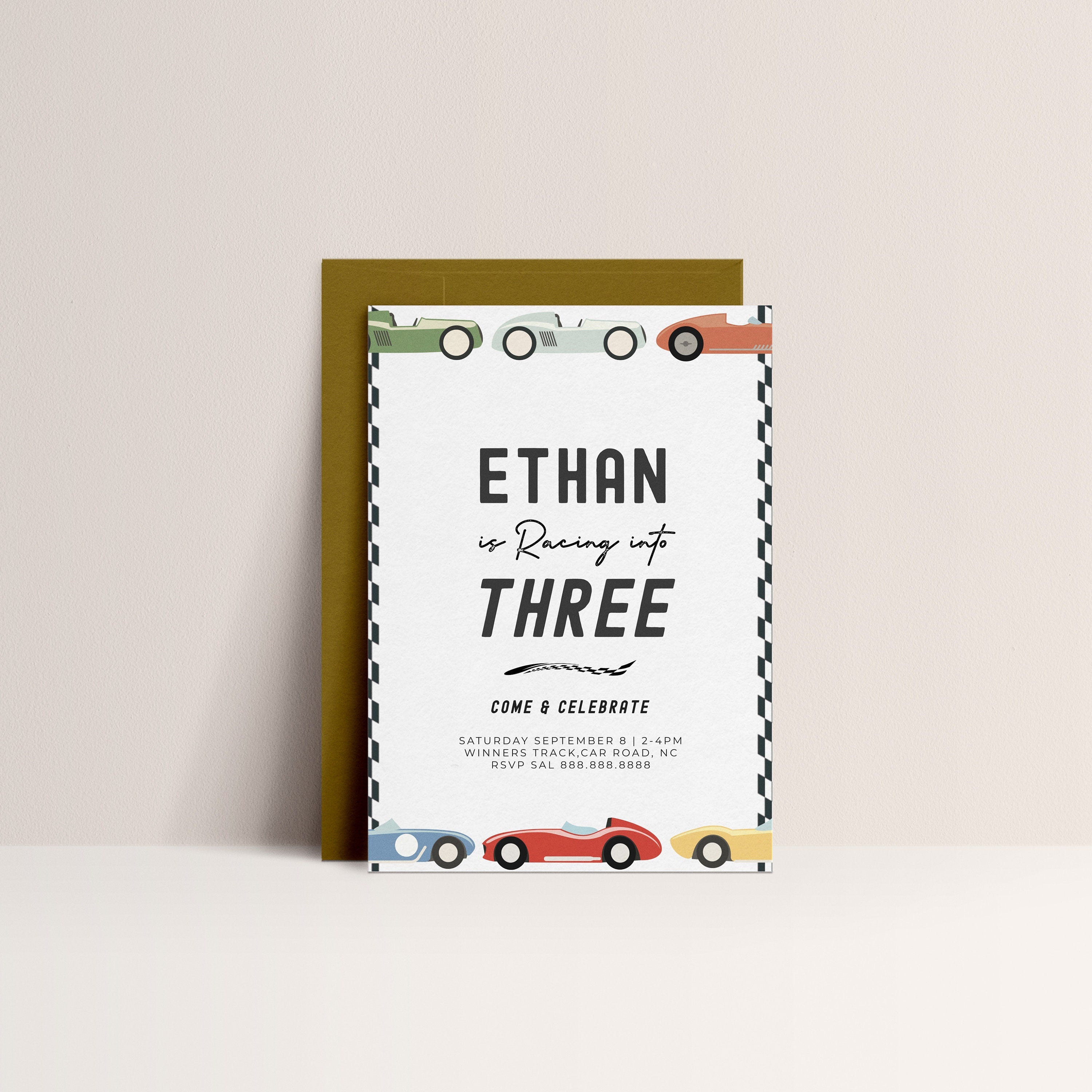 Race Car Birthday Invitation -Race Car Invitation, Race Car Theme Party, Car Invitation, Boys Birthday Invitation, Editable Instant Download