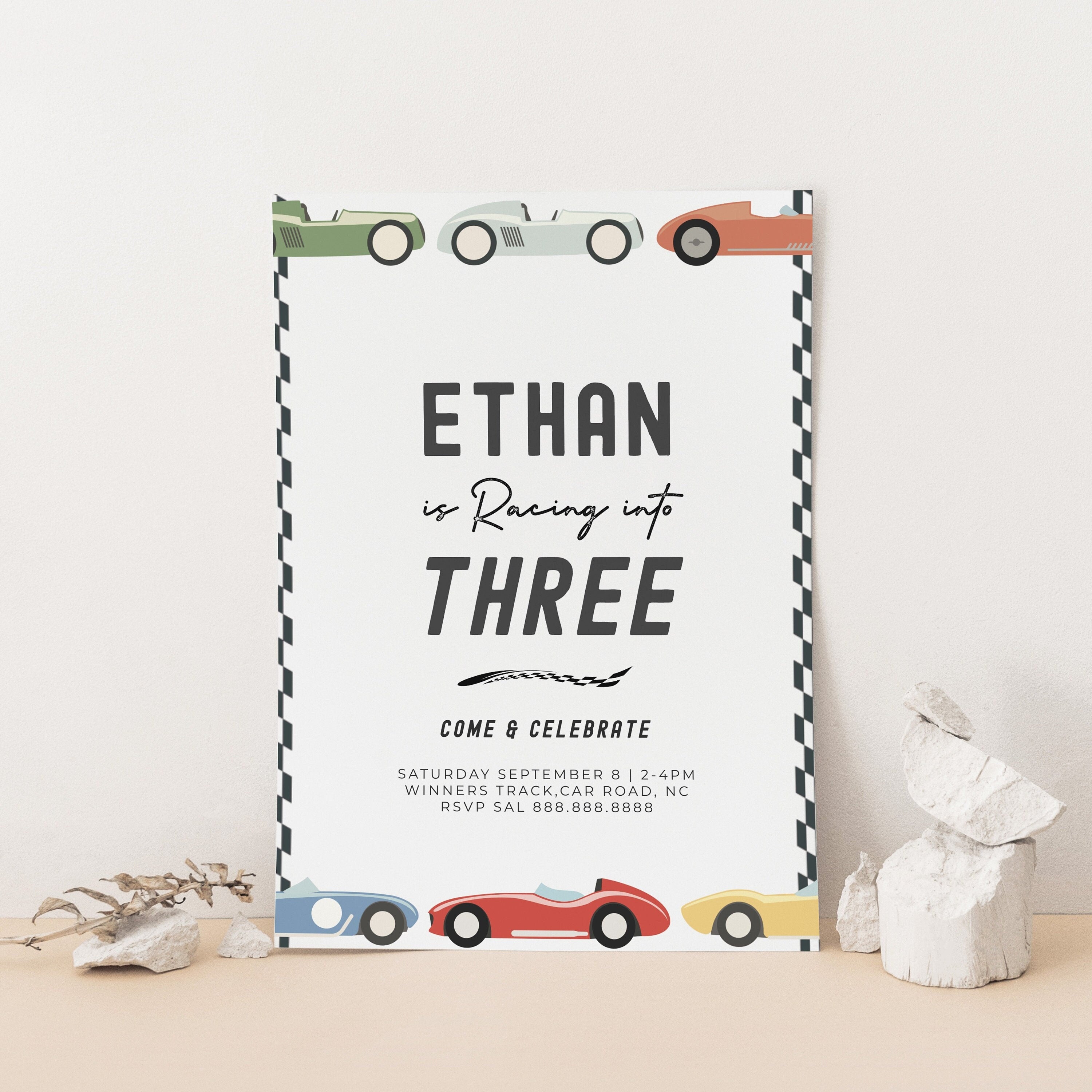 Race Car Birthday Invitation -Race Car Invitation, Race Car Theme Party, Car Invitation, Boys Birthday Invitation, Editable Instant Download