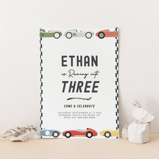 Race Car Birthday Invitation -Race Car Invitation, Race Car Theme Party, Car Invitation, Boys Birthday Invitation, Editable Instant Download