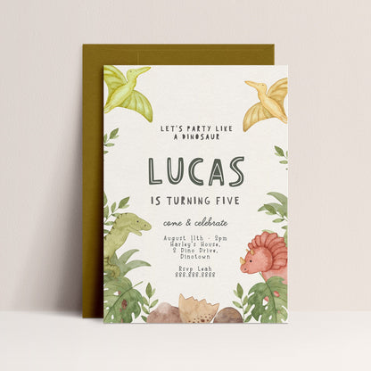 Dinosaur Birthday Invitation Boy - Dino Evite, Dinosaur Party Invite, Roar Invite, Dino Party Invitation Rex, Editable Instant Download