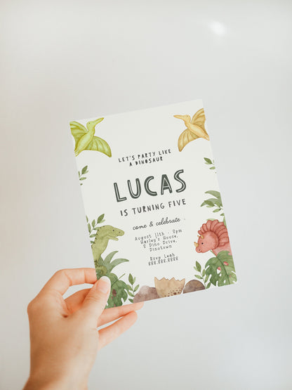Dinosaur Birthday Invitation Boy - Dino Evite, Dinosaur Party Invite, Roar Invite, Dino Party Invitation Rex, Editable Instant Download