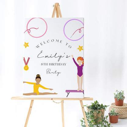 Gymnastics Welcome Sign - Gymnastics Party Decorations, Gymnastics Birthday Banner, Gymnastics Birthday Kids, Editable Instant Download