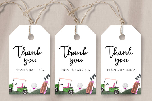 Editable Golf Favor Tags-Golf Birthday Party Girls, Golf Thank You Tag, Golfing Birthday, Golf Gift Tag Pink, Party Decor,  Instant Download
