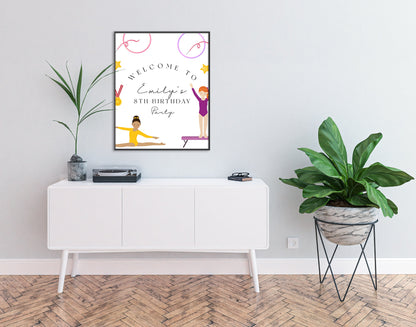 Gymnastics Welcome Sign - Gymnastics Party Decorations, Gymnastics Birthday Banner, Gymnastics Birthday Kids, Editable Instant Download