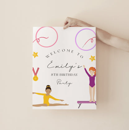 Gymnastics Welcome Sign - Gymnastics Party Decorations, Gymnastics Birthday Banner, Gymnastics Birthday Kids, Editable Instant Download