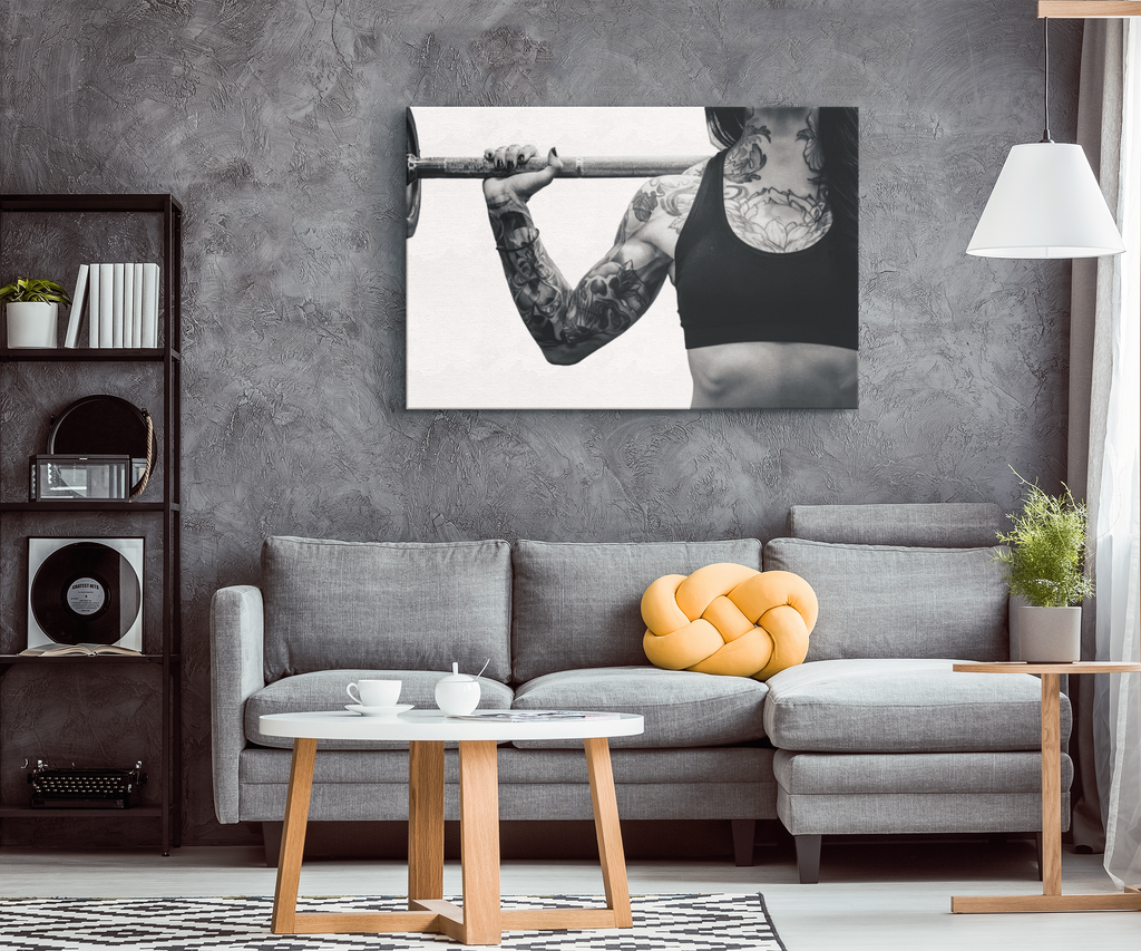 Female Weightlifter Canvas – Woman Bodybuilder Wall Art, Gym Decor