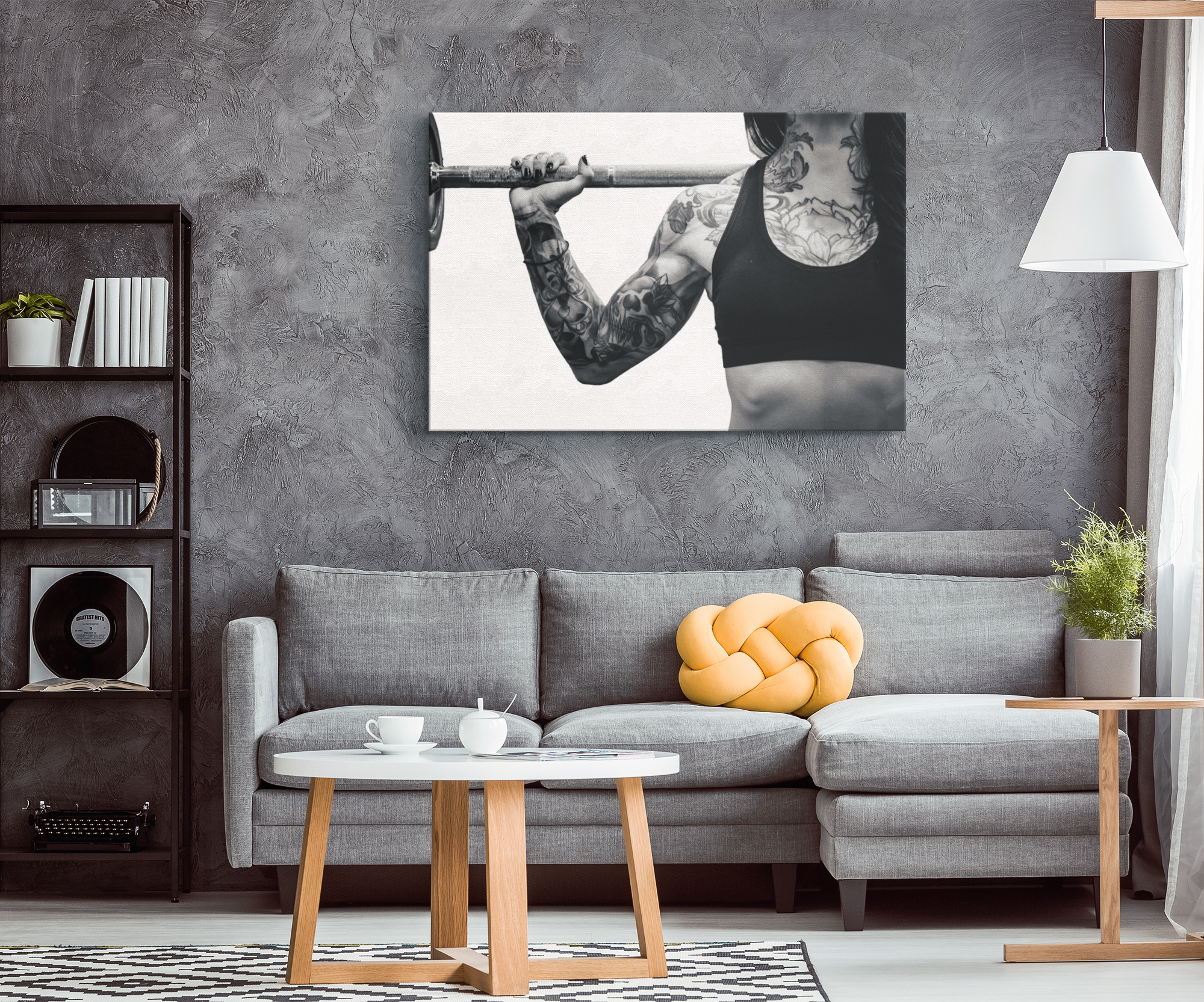 Female Weightlifter Canvas – Woman Bodybuilder Wall Art, Gym Decor