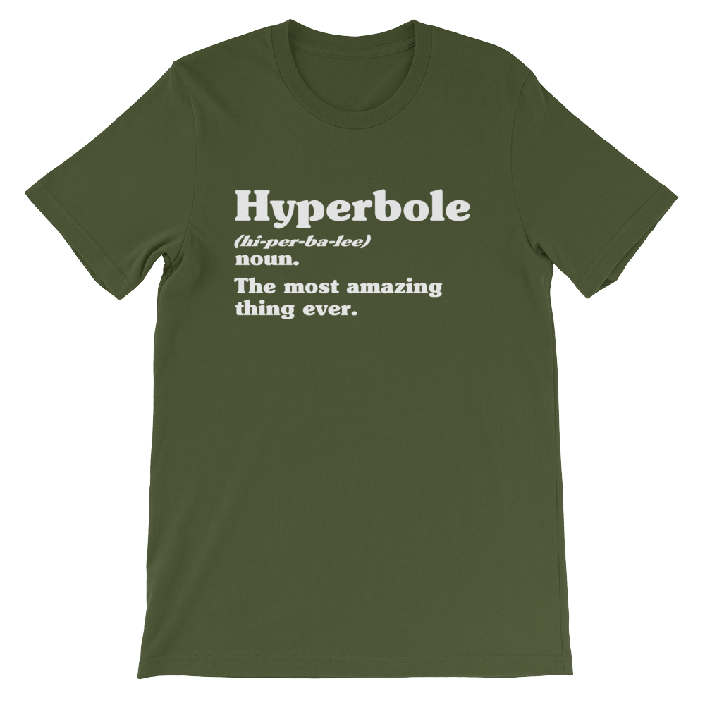 Hyperbole Dictionary Definition Unisex Shirt - Book Lover T Shirts, Book Lover Gift, English Teacher Shirt, Grammar, Vocabulary, Punctuation